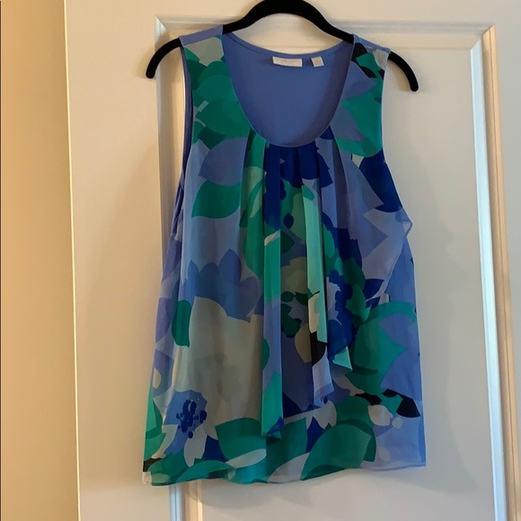 New York & Company Tops - NY & Co Green and Blue Patterned Sleeveless Top